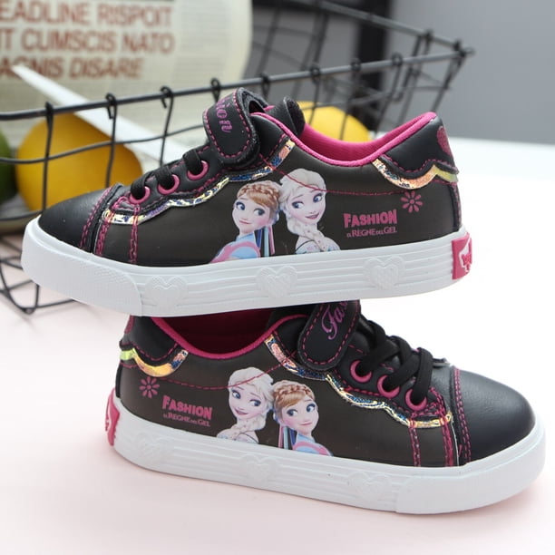 Zapatos de dibujos animados de Disney Frozen para niñas, nueva moda de primavera y otoño, zapatos blancos de princesa para niños, zapatos deportivos casuales elsa 31-Insole19.5 CM Gao Jinjia LED
