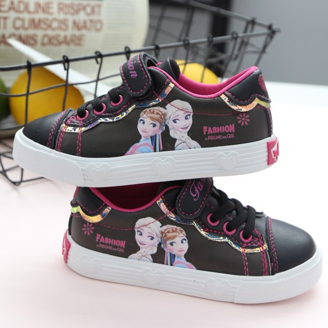Zapatos de dibujos animados de Disney Frozen para niñas, nueva moda de primavera y otoño, zapatos blancos de princesa para niños, zapatos deportivos casuales elsa 27-Insole17.5 CM Gao Jinjia LED