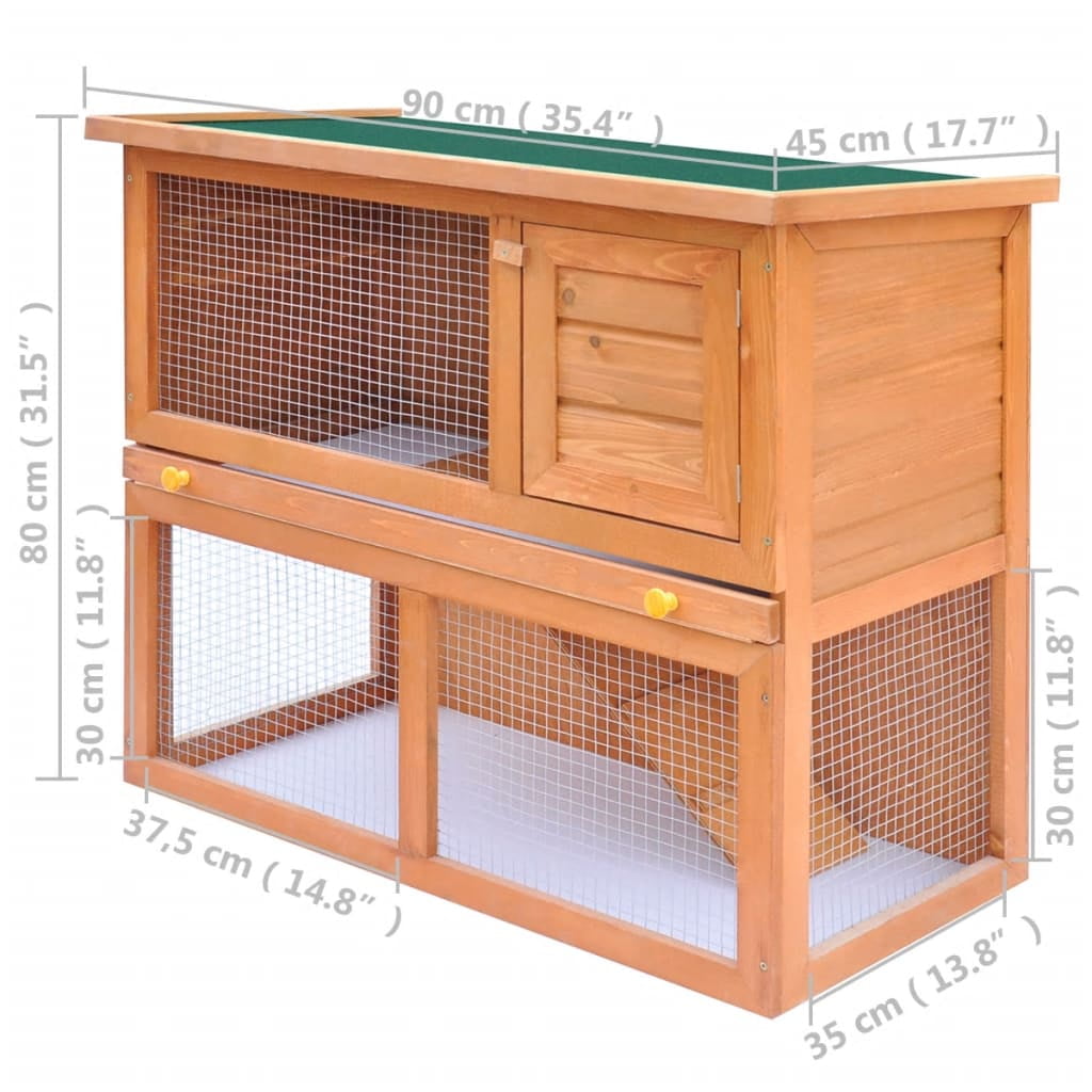 vidaXL Rabbit Hutch Bunny Cage House with Pull Out Tray Ramp Solid Pine Wood