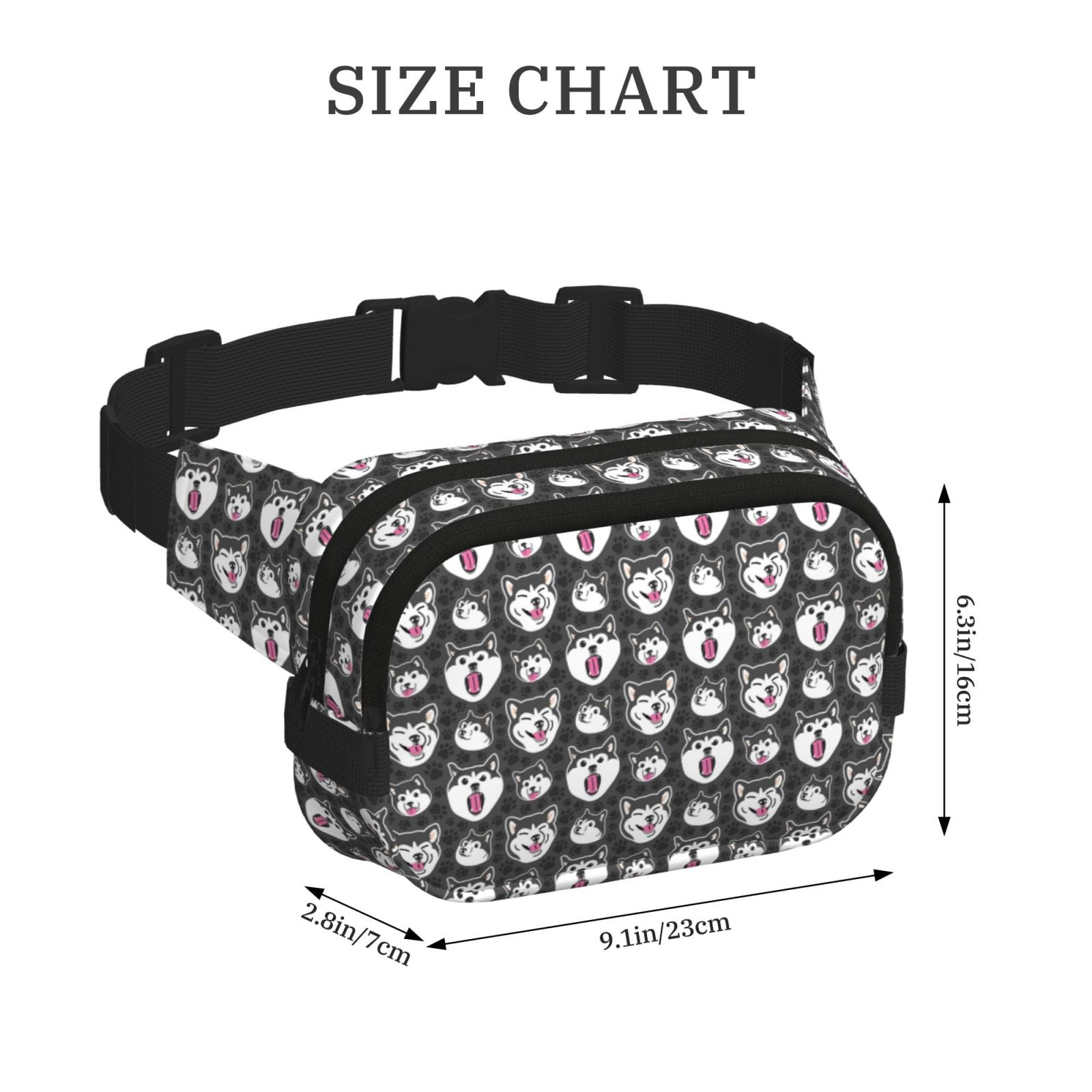 Hirioo Husky for Double Layer Waist Bag Adjustable Fanny Pack For Travel Running Hiking