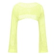 thumbnail image 4 of Ltctricy Women's Crochet Crop Tops Long Sleeve Boat Neck Hollow out See Through Cover Ups Knit Shrug Sweaters(Yellow,X-Small), 4 of 5