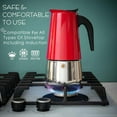 thumbnail image 2 of Mixpresso 9 Cup Greca Stovetop Espresso Maker 450ml/15oz, Moka Pot with Coffee Percolator Design, Red Stainless Steel Stove Top Coffee Maker for Camping or Home Use, Italian Coffee Maker Stovetop, 2 of 6