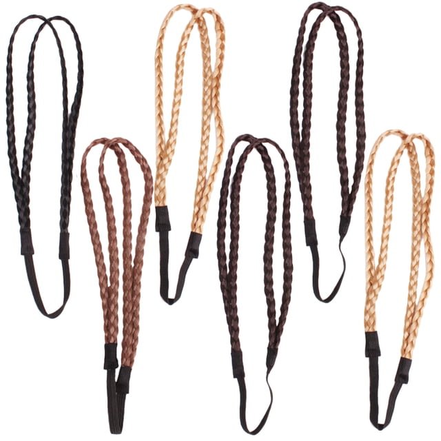 6 diademas trenzadas de doble capa para mujer, diadema decorativa para niña (color aleatorio)