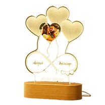 AUDeals Personalized 3D Night Light, Custom Photo Acrylic Plaque Lamp for Anniversary Valentine's Christmas Birthday, Unique Memorial Gifts for Him Her, Couples Gift Idea