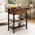 thumbnail image 3 of End Table with Charging Station, Flip Top Side Table with USB Ports and Outlets, 3-Tier Storage End Table for Small Spaces, Living Room, Bedroom, Brown, 3 of 8