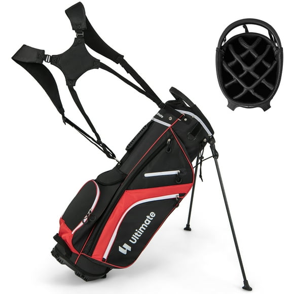 Gymax Golf Stand Bag Golf Club Bag w/ 14 Way Top Dividers & 6 Pockets & Carrying Handles Red