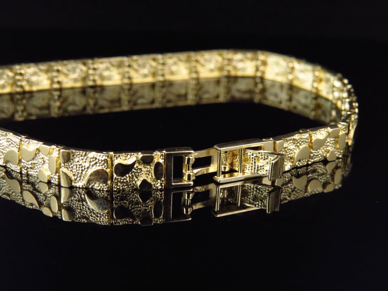 Jewelry Unlimited Mens Las Nugget Style Bracelet In Solid 10k Jewelry Unlimited Mens Las Nugget Style Bracelet In Solid 10k Gold 5 Mm