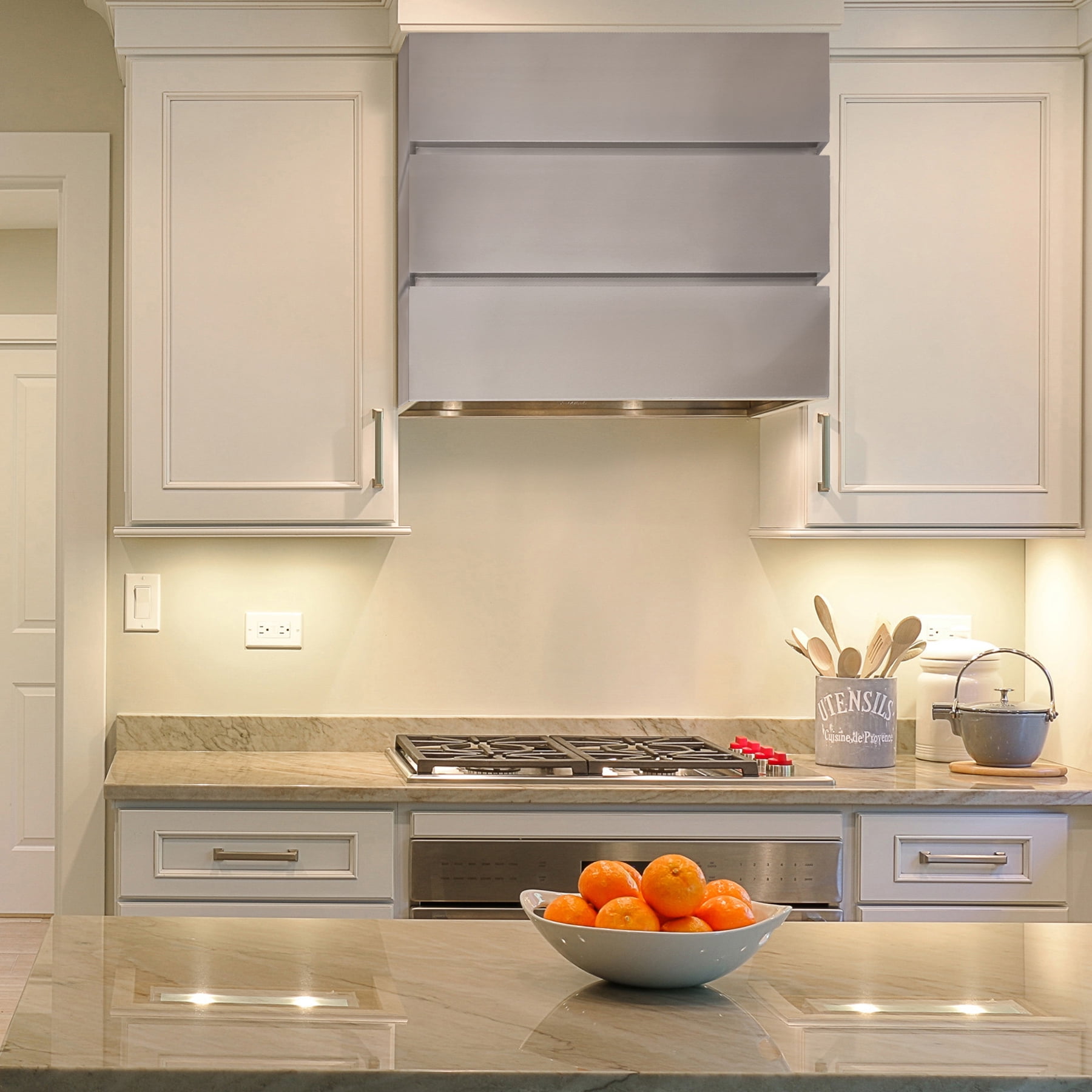 Akicon 36" Stainless Steel Range Hood, Modern Box Ducted Kitchen Hood with Powerful Vent Motor, Wall Mount, 36"W * 30"H*14"D, Brushed Stainless