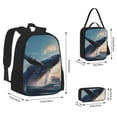 thumbnail image 4 of Naloa Dancing Whale Print Large Capacity Backpack Lunch Bag Pencil Case Combination 3 Piece Set for Student, 4 of 8