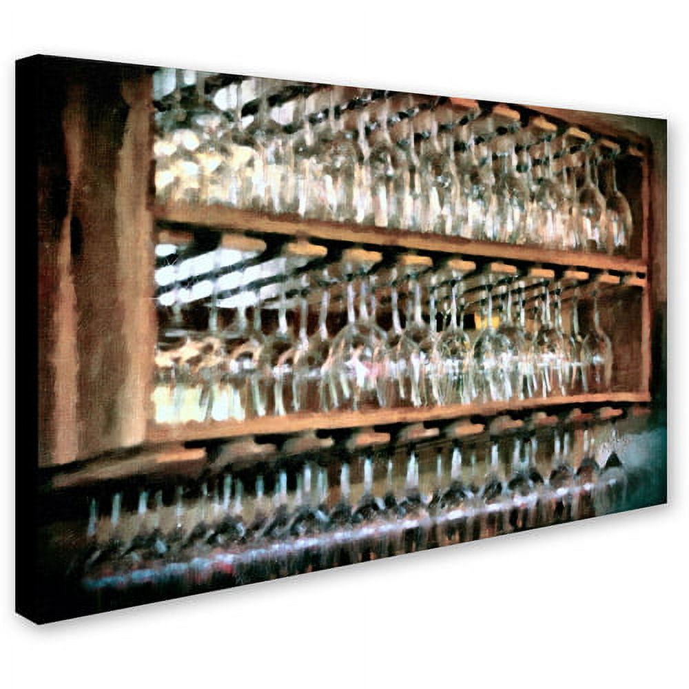Trademark Fine Art "Drinks on the House in Salmon and Turquoise" Canvas Art by Lois Bryan
