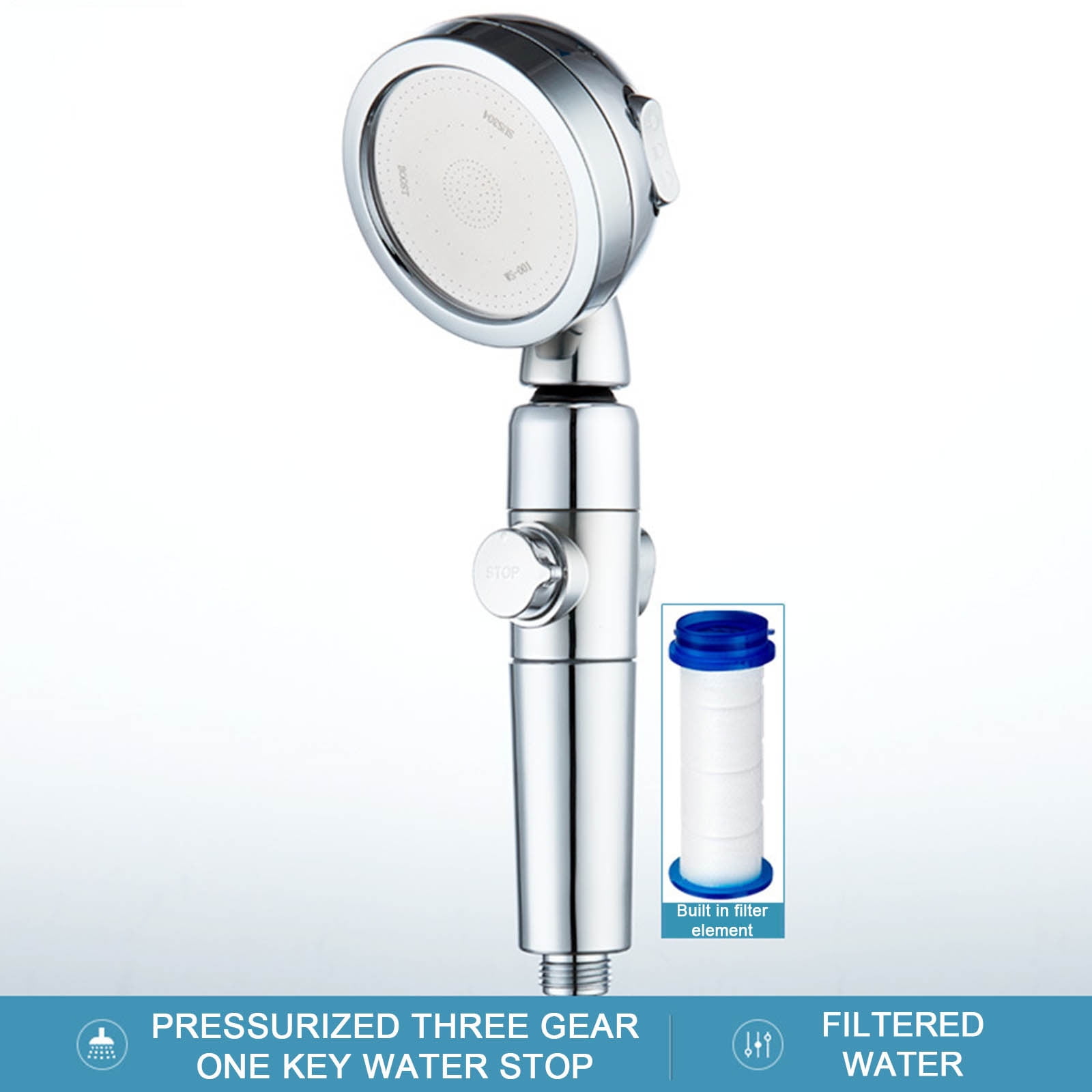 jsaierl 360° Turbo Spa Shower Head, Handheld Hydro Shower Head With