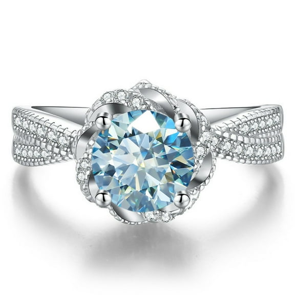 Moissanite Rings for Women 1ct Round Cut D Color VVS1 Diamond Wedding Rings Moissanite Engagement Rings with Certificate