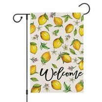 VOCHIC Welcome Summer Garden Flag 12x18 Double Sided, Burlap Small Lemon Garden Yard House Flags Outside Outdoor Seasonal Porch Lawn Decoration (ONLY FLAG)
