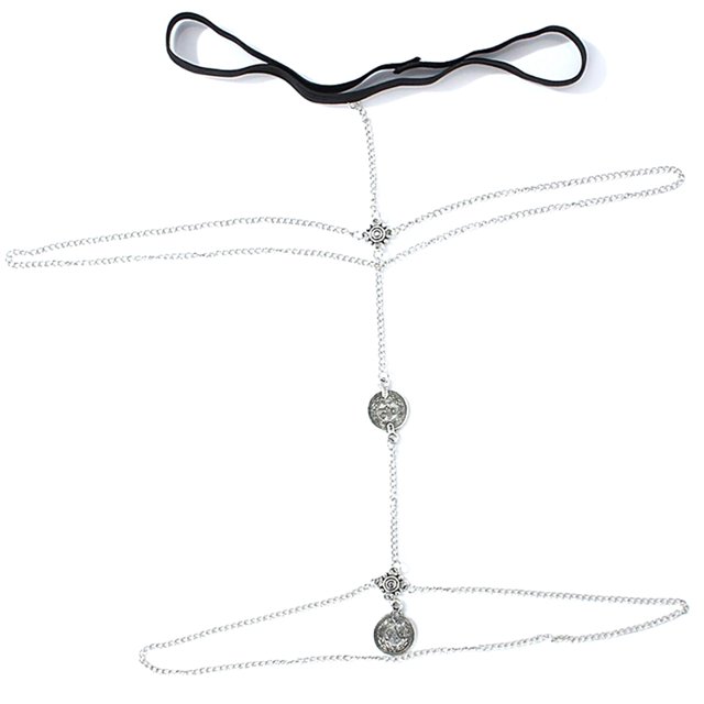 Thigh Chain Coin Layered Stretchable Vintage Thigh Jewelry Body Chain for Leg