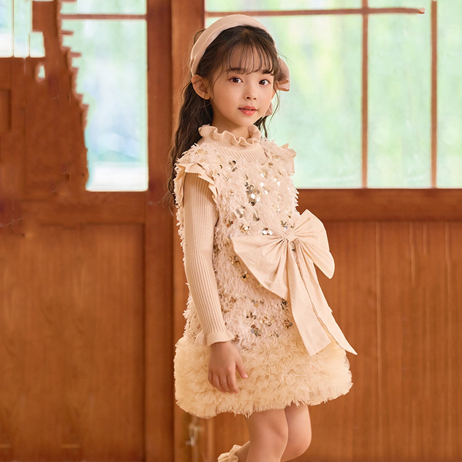 Icvfdpl Robe de Bébé Fille Sans Manches Imprimée pour Fête Mariage