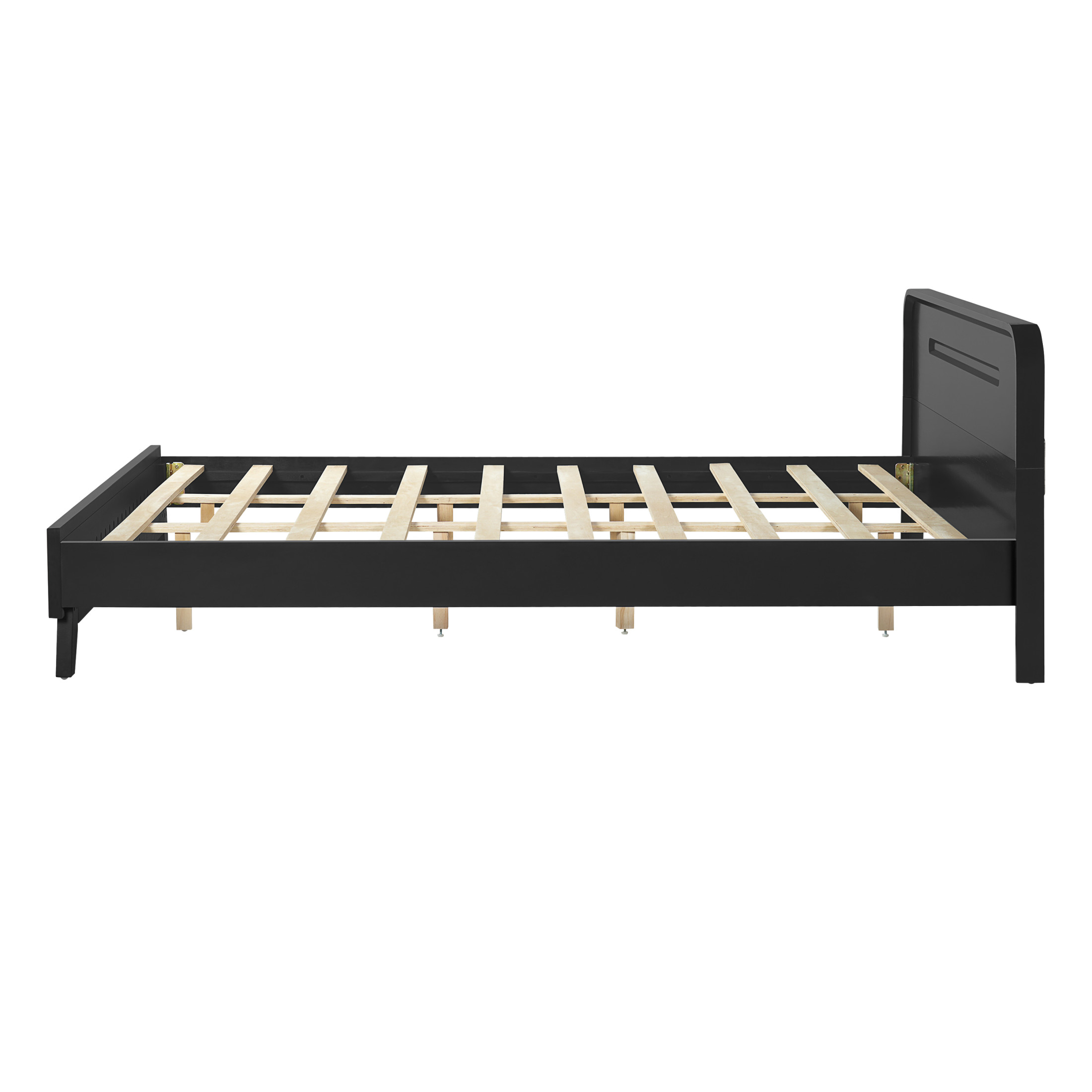 Christopher Knight Home Elegant Wooden Queen Size Bed Frame with Headboard, Black