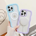 thumbnail image 3 of Magnetic Case for iPhone 14 Pro Compatible with Magsafe, Cute Curly Wave Frame with Clear Fashion Designs,Soft TPU Shockproof Sturdy Protective Phone Cover for Girls Women-Dark Blue, 3 of 12