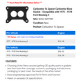 thumbnail image 2 of Carburetor To Spacer Carburetor Base Gasket - Compatible with 1975 - 1978 Ford Mustang II 1976 1977, 2 of 2