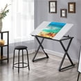 Renwick Modern Drafting Table With Adjustable Tabletop & Pencil Ledge