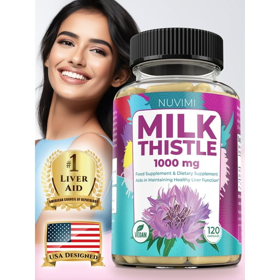 NUVIMI Milk Thistle Dietary Supplement 1000 mg 80% Silymarin 40:1 Extract 120 Vegan Capsules