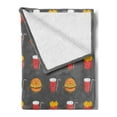 thumbnail image 2 of Snack Bar Soft Flannel Fleece Blanket, Repetitive Pattern of French Fries Burgers and Cola Smiling Tasty Fast Food, Cozy Plush for Indoor and Outdoor Use, 50" x 70", Grey Multicolor, by Ambesonne, 2 of 5