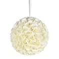 thumbnail image 1 of Vickerman 12" Contemporary Fabric Artificial Rose Ball in White, 1 of 2