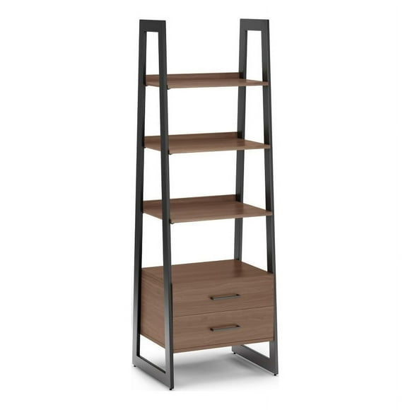 Sawhorse 72x 24"Rectangle Modern WALNUT WOOD and Metal Ladder Shelf with Storage