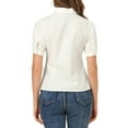 thumbnail image 3 of INSPIRE CHIC Women's Elegant Cotton Puff Short Sleeve Button Front Shirt Top, 3 of 6