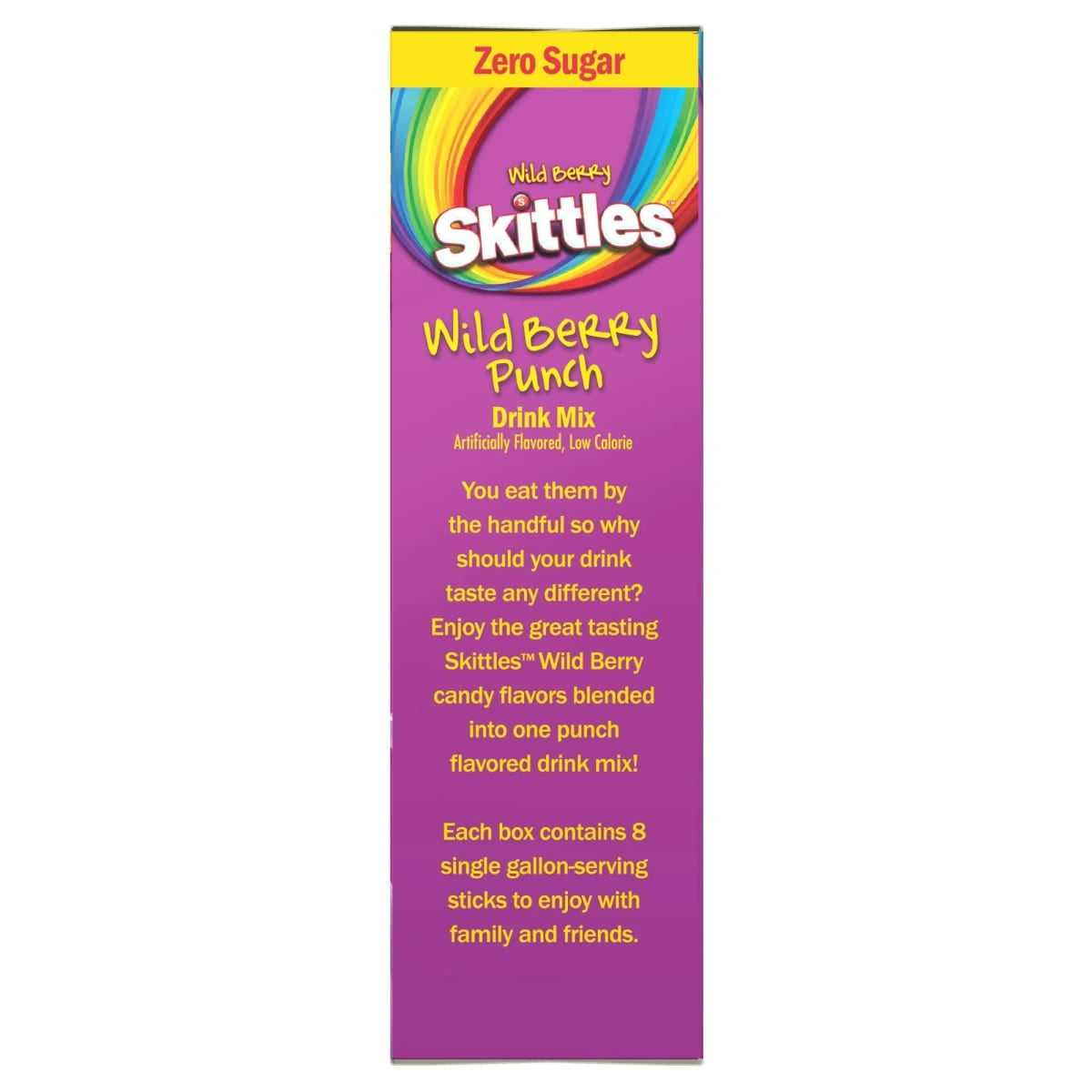 Skittles Zero Sugar Gallons-to-Go Powdered Drink Mix, Wild Berry Punch, 8 Count Gallon Pitcher Packets