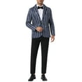 thumbnail image 2 of INSPIRE CHIC Striped Blazer for Men's Single Breasted Contrast Color Business Sports Coat 2XL Navy Blue, 2 of 5