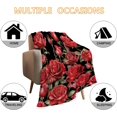 thumbnail image 5 of Rose Throw Blanket 50x60 Red Floral Blanket Blanket for Couch Sofa Bed Soft Cozy Lightweight Fuzzy Plush Fleece Blankets Black Spring Summer Flower Decorations Blanket 50 by 60, 5 of 6
