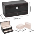 thumbnail image 2 of Estuche organizador de relojes, caja de reloj de doble capa cuero con 4 ranuras con ventana de vidrio real, vitrina de almacenamiento de joyas para mujeres, hombres, padre, esposo, novio, 2 of 7