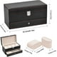 thumbnail image 2 of Estuche organizador de relojes, caja de reloj de doble capa cuero con 4 ranuras con ventana de vidrio real, vitrina de almacenamiento de joyas para mujeres, hombres, padre, esposo, novio, 2 of 7