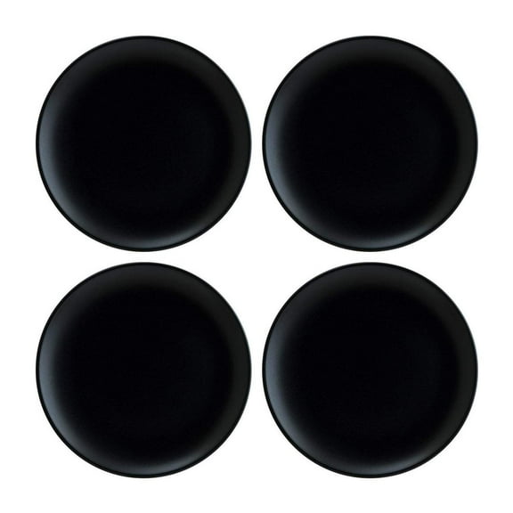 Notte dia.10.5" Round Black Porcelain Plate (Set of 4)