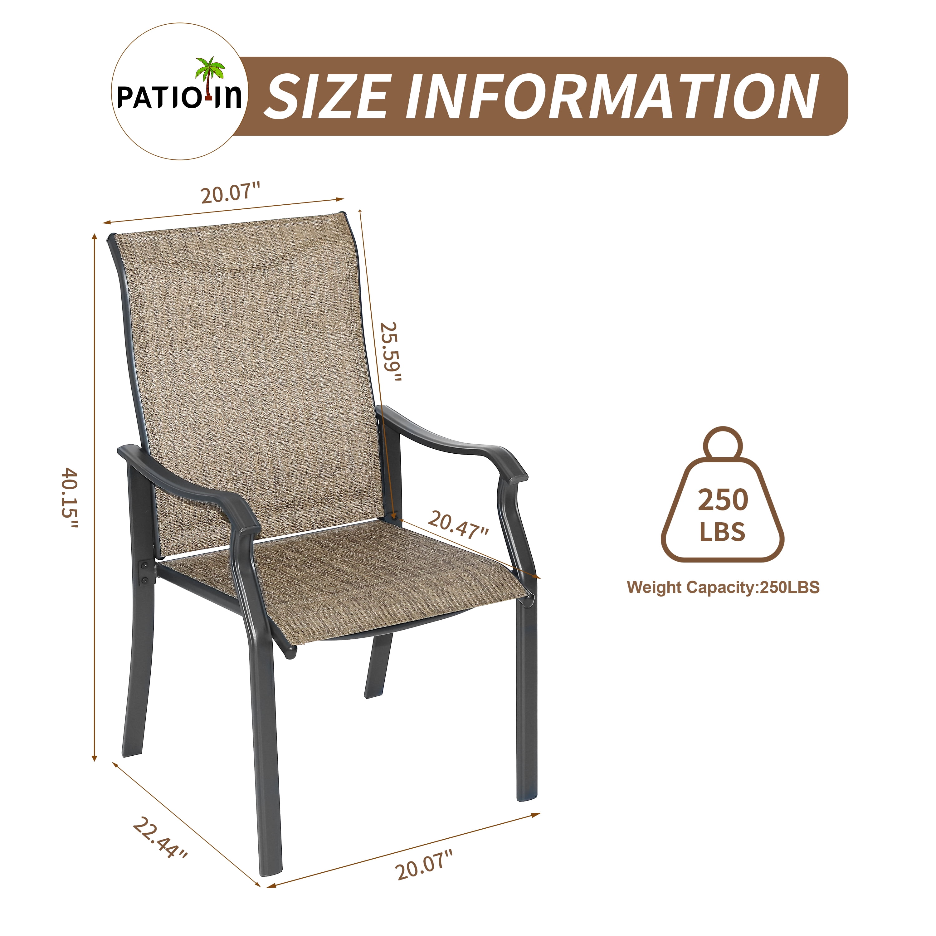 Outdoor Dining Chairs Set of 2, High Back Textilene Chairs with Armrest for Indoor Outdoor Use, Iron Frame Patio Furniture Chairs, Rustproof, Patio Chairs for Lawn,Garden