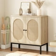 thumbnail image 2 of GloryStar Buffet, Armoire de Rangement en Rotin avec Portes et Tablettes, Buffet d'Appoint, Meuble Console en Bois avec Rangement, Armoire d'Entrée pour Salon, Salle à Manger, Couloir, 2 of 9