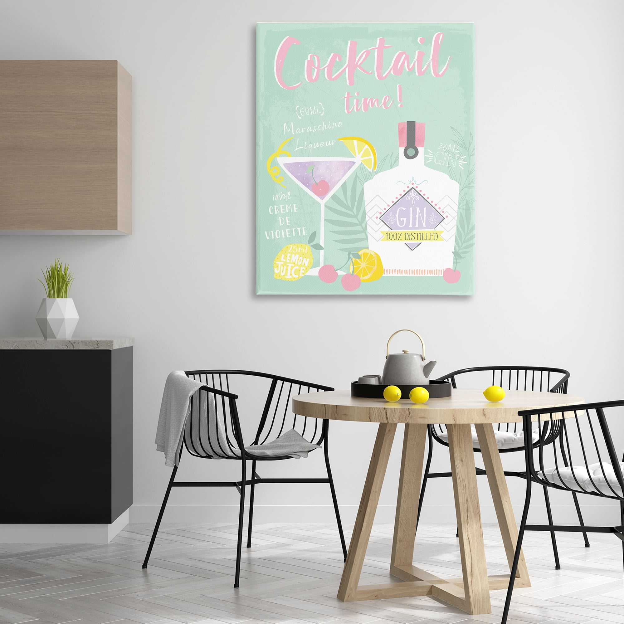 Stupell Industries Cocktail Time with Recipe Food & Beverage Painting Wrapped Canvas Art Print Wall Art, 36 x 48