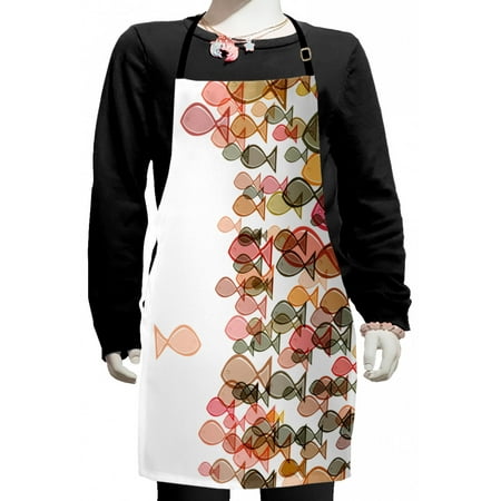 

Nautical Kids Apron Fish Flock Facing Others Design Seashore Print in Soft Pastel Color Tones Boys Girls Apron Bib with Adjustable Ties for Cooking Baking Painting Multicolor by Ambesonne