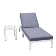 thumbnail image 3 of LeisureMod Chelsea Modern Weathered Grey Aluminum Outdoor Chaise Lounge Chair With Side Table & Blue Cushions, 3 of 13