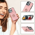 thumbnail image 6 of Allytech Phone Case for Apple iPhone 13 Pro 6.1 inch,Retro Leather Portable Finger Ring Kickstand Card Slots Shockproof Protective Cover,Pink, 6 of 8