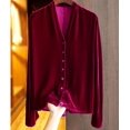 thumbnail image 4 of Ashosteey Women's Elegant Long Sleeve Tops V Neck Vintage Velvet Blouse Velour Pullover Casual Lihghtweight Shirts Solid Tunic Tees, 4 of 6