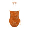 thumbnail image 5 of MKLEKYY Trajes De Baño Mujer 2 Piezas Women'S Fashionable Summer Maple Leaf Line Print Sexy Lace Up Split Swimsuit, 5 of 5