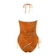 thumbnail image 4 of WILLBEST Trajes de Baño Mujer Con Falda de Moda de Verano de Las Mujeres de La Hoja de Arce Línea de Impresión Sexy Con Cordones Traje de Baño Dividido, 4 of 4