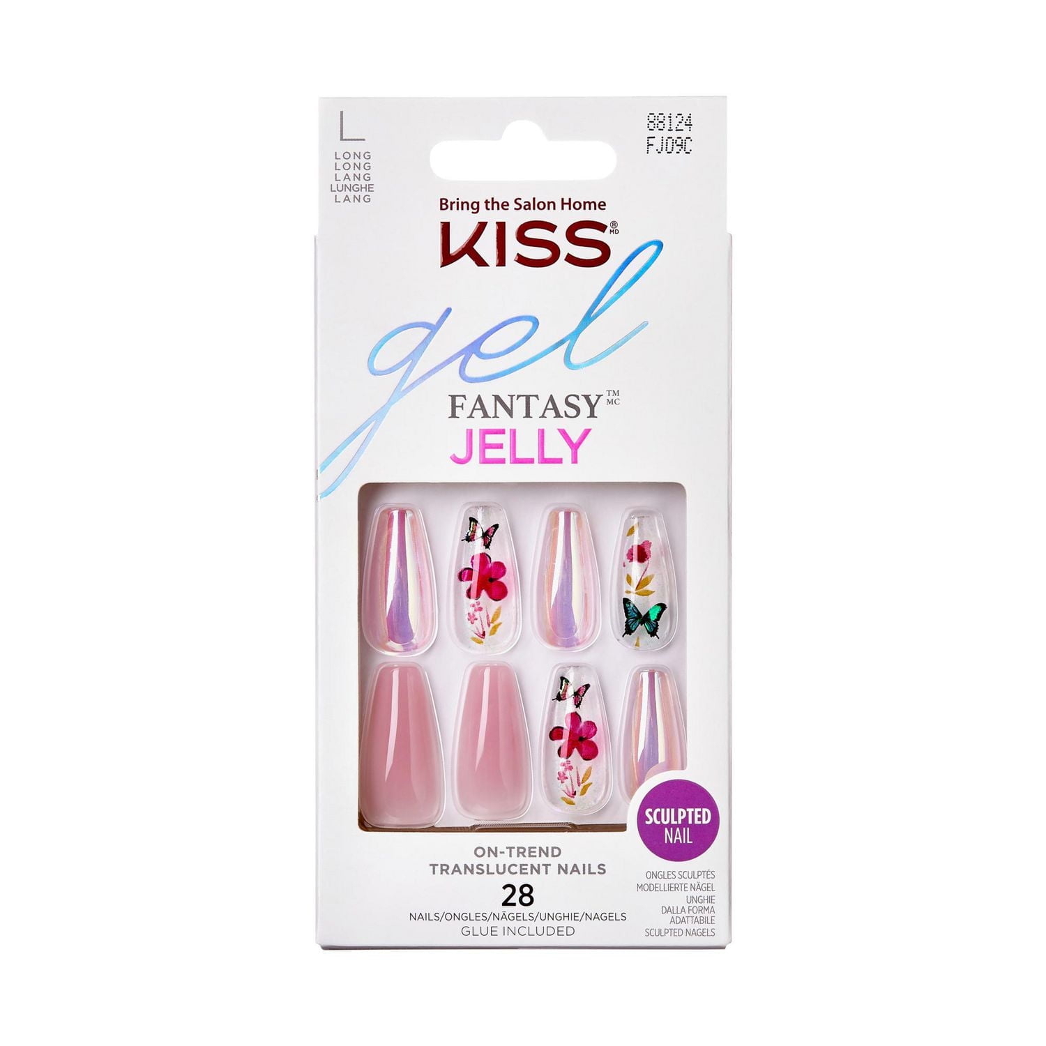 KISS Gel Fantasy - Fake Nails, 28 Count, Long, Gel nails.