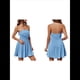 thumbnail image 3 of Vestido Corto de Verano 2025 con Estampado de para Mujer, Informal, Corte A, Sin Tirantes, con Top de Tubo y Fruncido. Azul S, 3 of 7