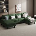 thumbnail image 2 of Homall Modern U-Shape Sectional Sofa, Chenille Fabric Modular Couch, 4 Seat Oversized Sofa with Chaise for Living Room, Green, 2 of 8