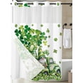 thumbnail image 3 of No Hook Shower Curtain with Snap-in Liner, St Patrick's Day Waterproof Fabric Bathroom Curtains, Lucky Shamrock Tree Gnomes Truck Leaf Green Bath Curtains & Mesh Top Window 72"x84" Long, 3 of 9