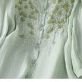 thumbnail image 6 of LEKWK Linen Tops for Women V Neck Button Down Summer Tops Short Sleeve Lightweight Floral Embroidered Loose Shirts Fashion Beach Vacation Daily Outfits, 6 of 8