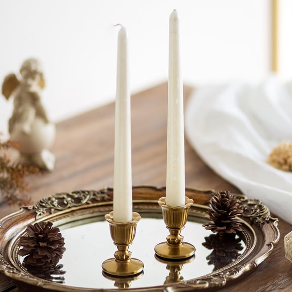 Vintage Candlestick Candle Holders Brass, Set of 2 Taper Gold Candle Stick Victorian Style for Table Centerpiece Wedding Christmas Mantel Home Decor