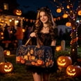 thumbnail image 2 of ZhangC Halloween Themed Quilted Embroidered Tote Bag, 16x8x8 Inch Large Capacity Portable Travel Handbag, Embroidered Storage Tote for Party Supplies, Costumes, Gym and Daily Use, 2 of 9